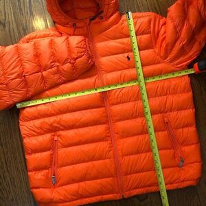 RALPH LAUREN Orange Quilted Hooded Full Zip Jacket Zipper Hand Pockets NWT 2XL